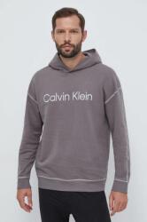 Calvin Klein hanorac lounge din bumbac culoarea gri, cu glugă, cu imprimeu 9BYX-BLM1DI_90X