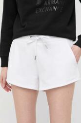 Armani Exchange pantaloni scurti femei, culoarea alb, neted, high waist 99KK-SZD03W_00X