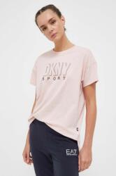 DKNY tricou din bumbac culoarea roz PPYX-TSD00N_30X
