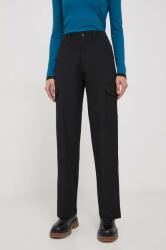 Desigual pantaloni femei, culoarea negru, lat, high waist 9BYX-SPD0IJ_99X