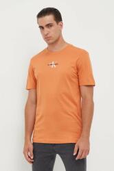 Calvin Klein Jeans tricou din bumbac culoarea portocaliu, cu imprimeu J30J323483 9BYX-TSM025_22X