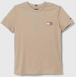 Tommy Hilfiger tricou de bumbac pentru copii culoarea maro, cu imprimeu 9BYX-TSB02Y_82X