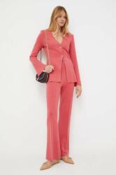 Twinset pantaloni femei, culoarea roz, evazati, high waist 9BYX-SPD0H4_38X