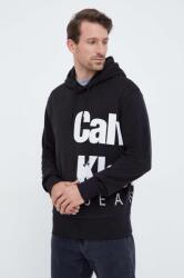 Calvin Klein hanorac de bumbac barbati, culoarea negru, cu glugă, cu imprimeu 9BYX-BLM1A9_99X