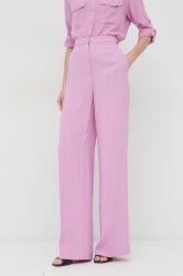 Boss pantaloni femei, culoarea roz, lat, high waist PPYX-SPD02D_30X