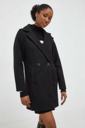 ANSWEAR palton femei, culoarea negru, de tranzitie, cu doua randuri de nasturi BMYX-KPD033_99X