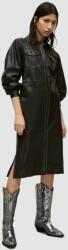 AllSaints rochie de piele culoarea negru, midi, drept PPYX-SUD2CE_99X