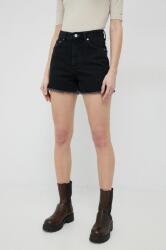 Tommy Hilfiger pantaloni scurti jeans x Shawn Mendes femei, culoarea negru, neted, high waist PPYX-SZD0EM_99J