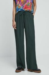 Medicine pantaloni femei, culoarea verde, lat, high waist ZBYX-SPD101_87X