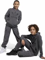 Adidas bluza copii TREFOIL culoarea gri, cu glugă, cu imprimeu 9BYX-BLK06E_90X