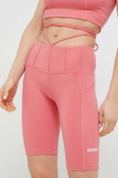 Guess pantaloni scurti femei, culoarea roz, neted, high waist PPYX-SZD02P_42X