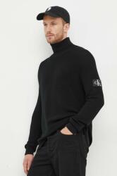 Calvin Klein pulover de lana barbati, culoarea negru, light, cu guler 9BYX-SWM0JT_99X