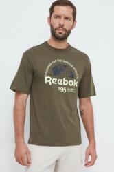 Reebok tricou din bumbac culoarea verde, cu imprimeu 9BYX-TSM1GR_87X