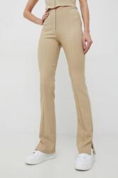 Calvin Klein Jeans pantaloni femei, culoarea bej, drept, high waist PPYX-SPD047_80X