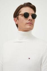 Tommy Hilfiger pulover din amestec de casmir culoarea alb, light, cu guler 9BYX-SWM0D6_00X