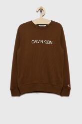 Calvin Klein hanorac de bumbac pentru copii culoarea maro, cu imprimeu 99KK-BLB01O_89X