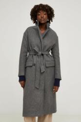 ANSWEAR palton femei, culoarea gri, de tranzitie, cu doua randuri de nasturi BMYX-KPD02U_90X