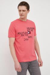 Tommy Hilfiger tricou din bumbac culoarea roz, cu imprimeu PPYX-TSM0ZM_42X