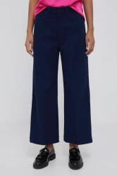 Ralph Lauren pantaloni femei, culoarea albastru marin, lat, high waist PPYX-SPD05B_59X