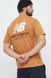 New Balance tricou din bumbac barbati, culoarea maro, cu imprimeu 9BYX-TSM15P_82X