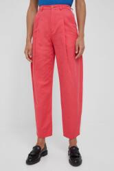 Drykorn pantaloni de bumbac femei, culoarea roz, lat, high waist PPYY-SPD0RH_43X