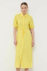 Patrizia Pepe rochie din bumbac culoarea galben, maxi, evazati PPYX-SUD2HG_11X
