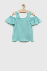 Benetton bluza de bumbac pentru copii culoarea turcoaz, neted PPYX-BDG011_06X