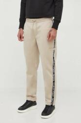 Calvin Klein Jeans pantaloni de trening culoarea bej, cu imprimeu 9BYX-SPM0LW_80X