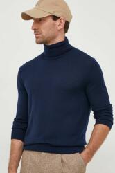 Benetton pulover de lana barbati, culoarea albastru marin, light, cu guler 9BYX-SWM0BC_59X