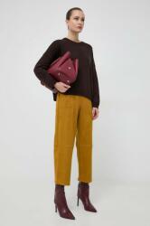 Max Mara Leisure pantaloni femei, culoarea galben, drept, high waist 9BYX-SPD0KA_18X
