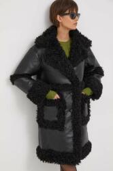 Benetton palton femei, culoarea negru, de tranzitie 9BYX-KPD07W_99X
