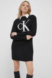 Calvin Klein rochie din bumbac culoarea negru, midi, drept 9BYX-SUD1I9_99X