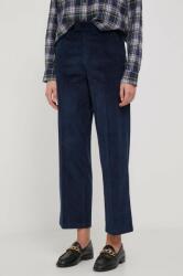 United Colors of Benetton pantaloni de catifea cord culoarea albastru marin, lat, high waist 9BYX-SPD0NS_59X