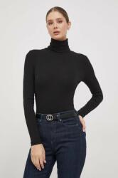Calvin Klein longsleeve femei, culoarea negru, cu guler 9BYX-BUD0BL_99X