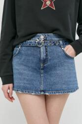 Pinko pantaloni scurti jeans femei, neted, high waist PPYX-SZD0F5_55J