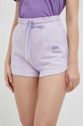 Pinko pantaloni scurti din bumbac culoarea violet, cu imprimeu, high waist PPYX-SZD0G9_04X
