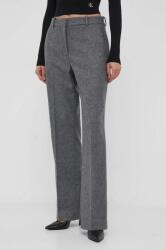 Calvin Klein pantaloni femei, culoarea gri, drept, high waist 9BYX-SPD0TZ_90X