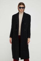PINKO palton de lana culoarea negru, de tranzitie, cu doua randuri de nasturi 9BYX-KPD018_99X