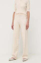 Max Mara Leisure pantaloni femei, culoarea bej, drept, high waist 9BYX-SPD04P_01X