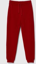 United Colors of Benetton pantaloni de trening din bumbac pentru copii culoarea rosu, neted PPYX-SPG01R_33X