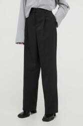 Herskind pantaloni din lana Theis culoarea gri, fason chinos, high waist 9BYX-SPD0HW_90Y