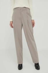 Sisley pantaloni din lana culoarea bej, drept, high waist 9BYX-SPD0P0_08X