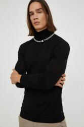 Bruuns Bazaar pulover de lana barbati, culoarea negru, light, cu guler PPYY-SWM05E_99X
