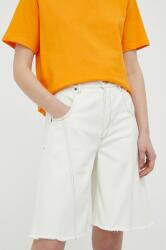 By Malene Birger pantaloni scurti jeans Mavou femei, culoarea alb, neted, high waist PPYX-SZD0DP_00X