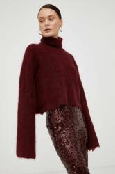 Gestuz pulover de lana Manda femei, culoarea bordo, cu guler 9BYX-SWD1GB_93X