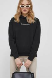 Calvin Klein bluza femei, culoarea negru, cu glugă, cu imprimeu 9BYX-BLD0U0_99X