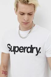 Superdry tricou din bumbac culoarea alb, cu imprimeu 9BYX-TSM14T_00X