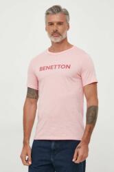 United Colors of Benetton tricou din bumbac culoarea roz, cu imprimeu 9BYX-TSM0ZG_30X