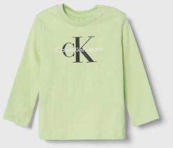 Calvin Klein longsleeve copii culoarea verde, cu imprimeu PPYH-BUK009_70X