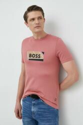 Boss tricou din bumbac culoarea roz, cu imprimeu PPYX-TSM1JB_34X
